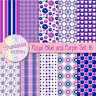 Free royal blue and purple digital paper patterns set 16