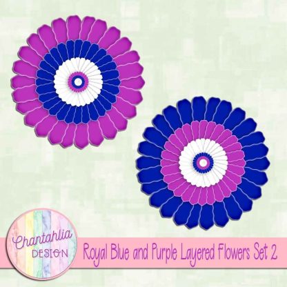 Free royal blue and purple layered paper flowers set 2