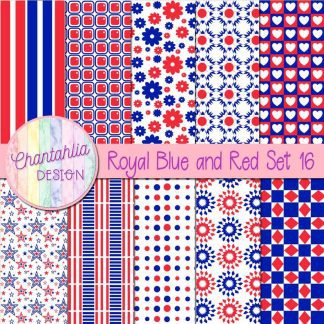 Free royal blue and red digital paper patterns set 16