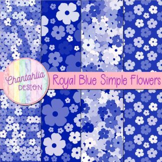 Free royal blue simple flowers digital papers