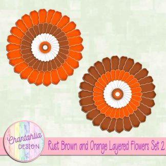 Free rust brown and orange layered paper flowers set 2