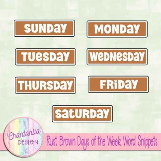 Free rust brown days of the week word snippets