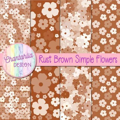 Free rust brown simple flowers digital papers