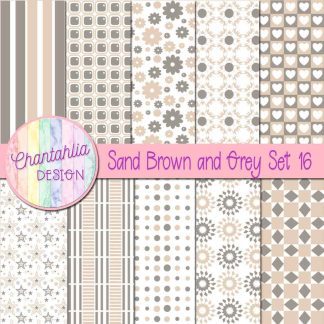 Free sand brown and grey digital paper patterns set 16