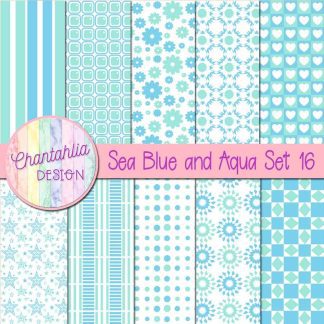 Free sea blue and aqua digital paper patterns set 16
