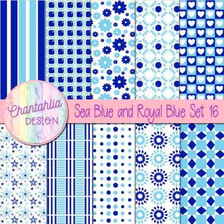 Free sea blue and royal blue digital paper patterns set 16