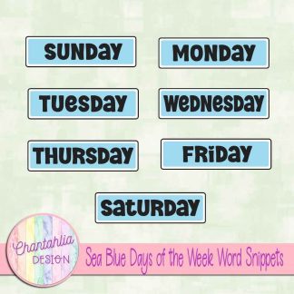 Free sea blue days of the week word snippets
