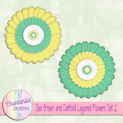 Free sea green and daffodil layered paper flowers set 2