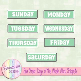 Free sea green days of the week word snippets