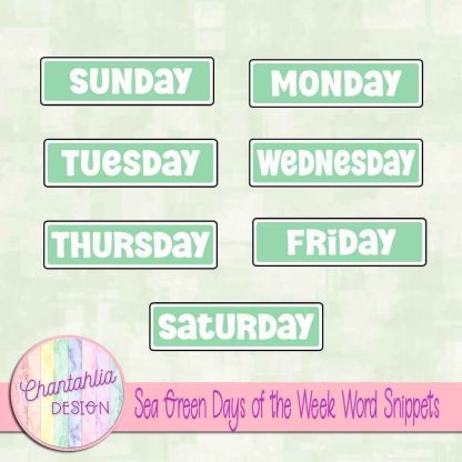 Free sea green days of the week word snippets