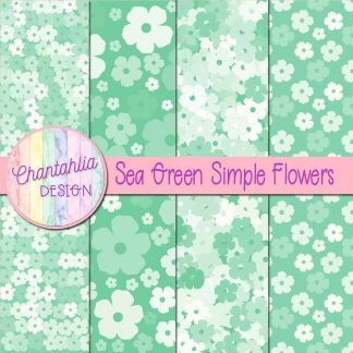 Free sea green simple flowers digital papers