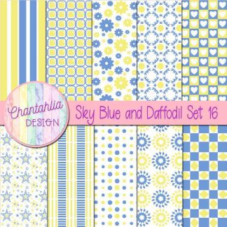 Free sky blue and daffodil digital paper patterns set 16