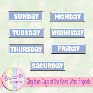 Free sky blue days of the week word snippets
