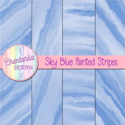 Free sky blue painted stripes digital papers