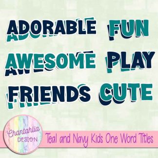 Free teal and navy kids one word titles