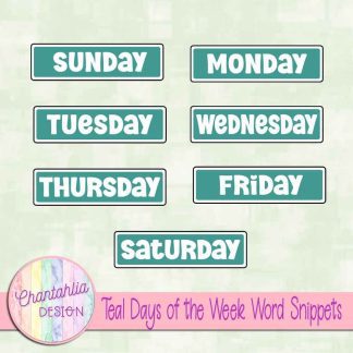 Free teal days of the week word snippets