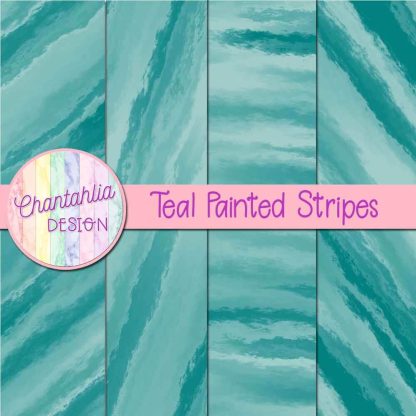 Free teal painted stripes digital papers