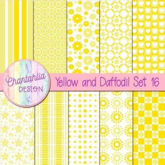 Free yellow and daffodil digital paper patterns set 16