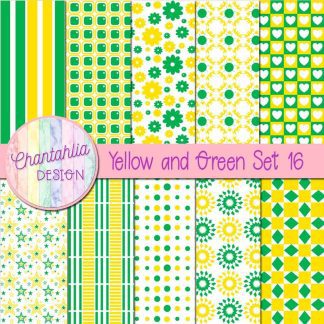 Free yellow and green digital paper patterns set 16