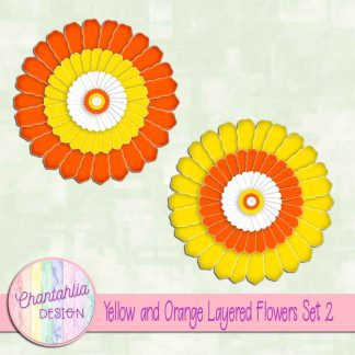 Free yellow and orange layered paper flowers set 2