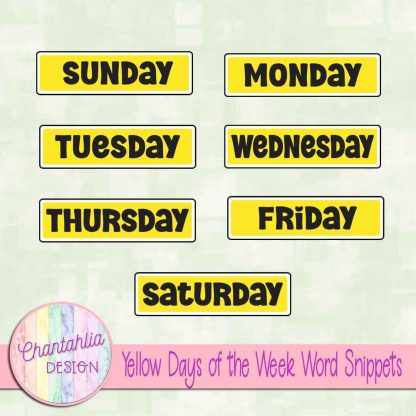 Free yellow days of the week word snippets