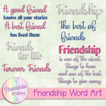 Free word art in a Friendship theme.