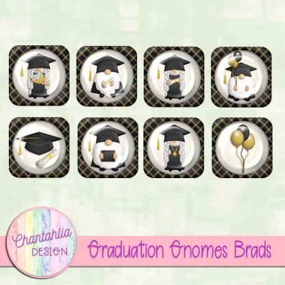 Free brads in a Graduation Gnomes theme.