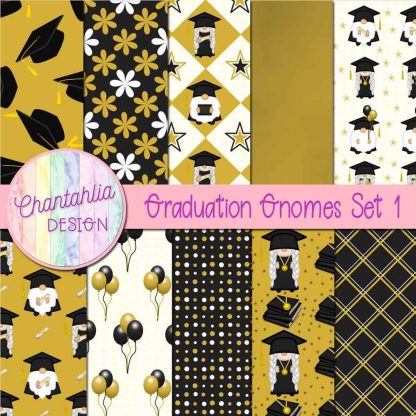 Free digital papers in a Graduation Gnomes theme