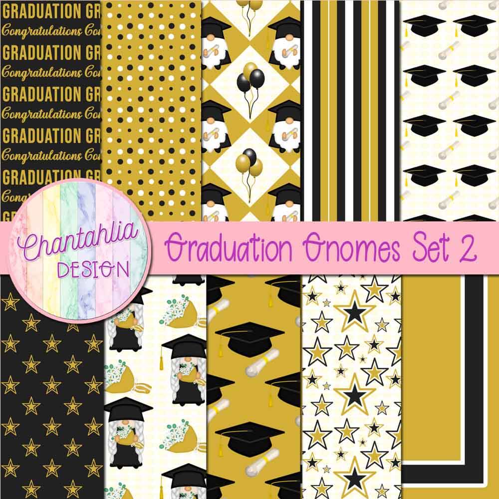 Free digital papers in a Graduation Gnomes theme