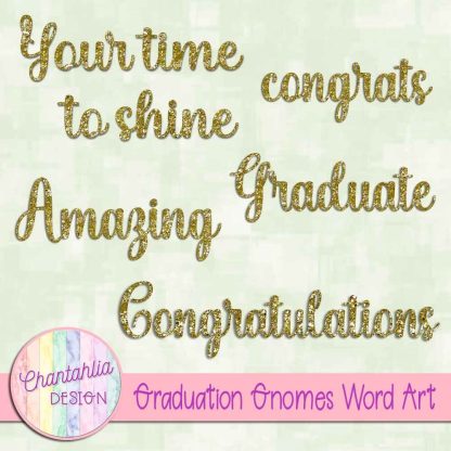 Free word art in a Graduation Gnomes theme.