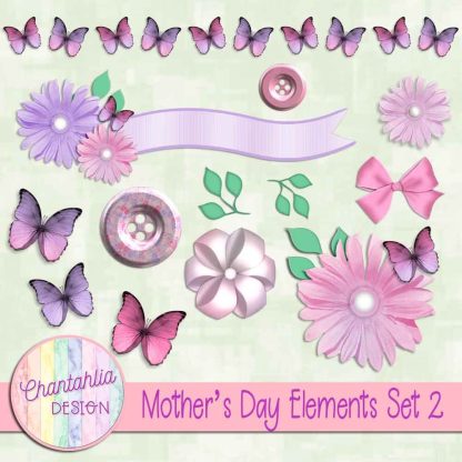 Free design elements in a Mother's Day theme.