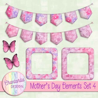 Free design elements in a Mother's Day theme.