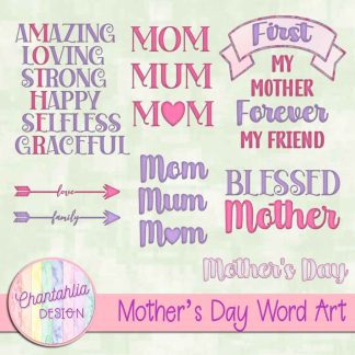 Free word art in a Mother's Day theme