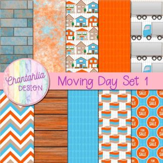Free digital papers in a Moving Day theme.