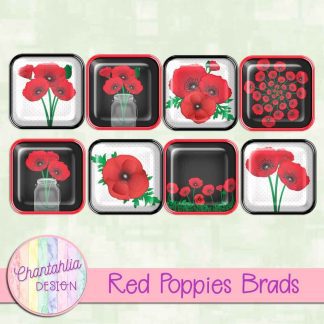 Free brads in a Red Poppies theme