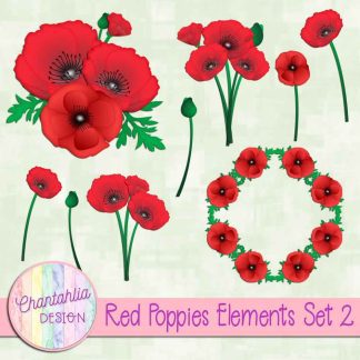 Free design elements in a Red Poppies theme.