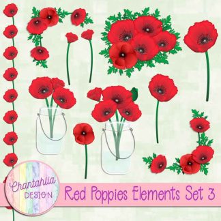Free design elements in a Red Poppies theme.