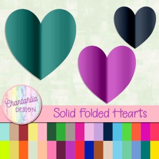Free heart design elements in 36 colours in solid colours in a folded style