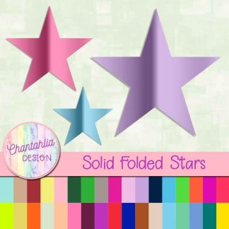 Free star design elements in 36 colours in solid colours in a folded style
