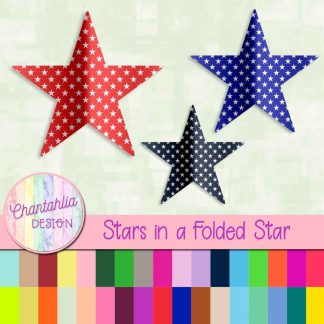 Free stars in a star design elements in 36 colours in a folded style