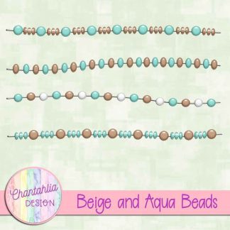 Free beige and aqua beads design elements