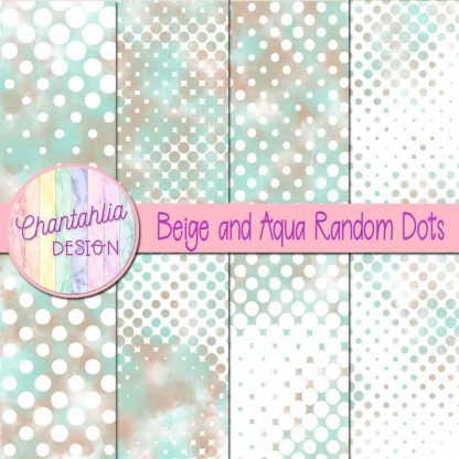 Free beige and aqua random dots digital papers