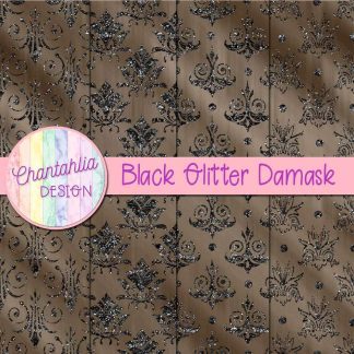 Free black glitter damask digital papers