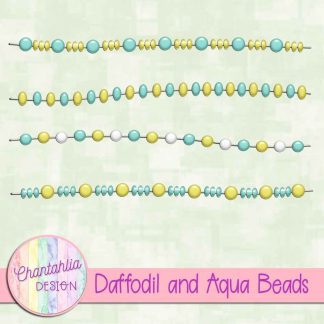 Free daffodil and aqua beads design elements