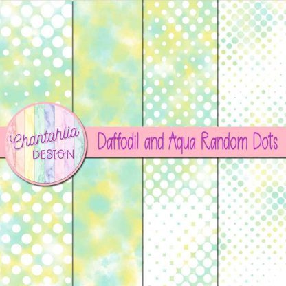Free daffodil and aqua random dots digital papers