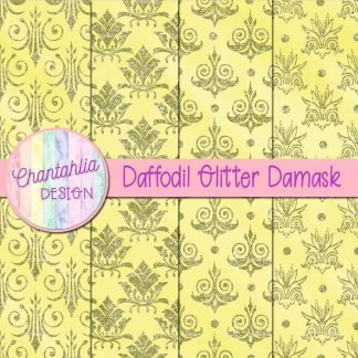 Free daffodil glitter damask digital papers