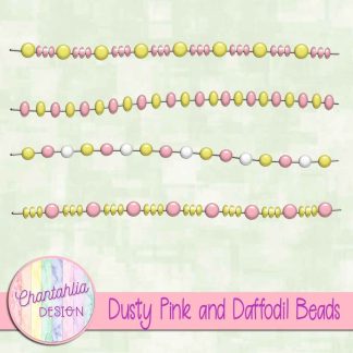 Free dusty pink and daffodil beads design elements