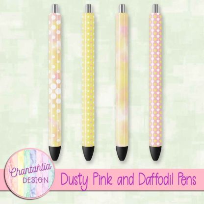 Free dusty pink and daffodil pens design elements
