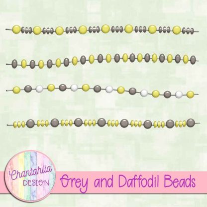 Free grey and daffodil beads design elements