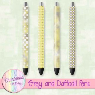 Free grey and daffodil pens design elements
